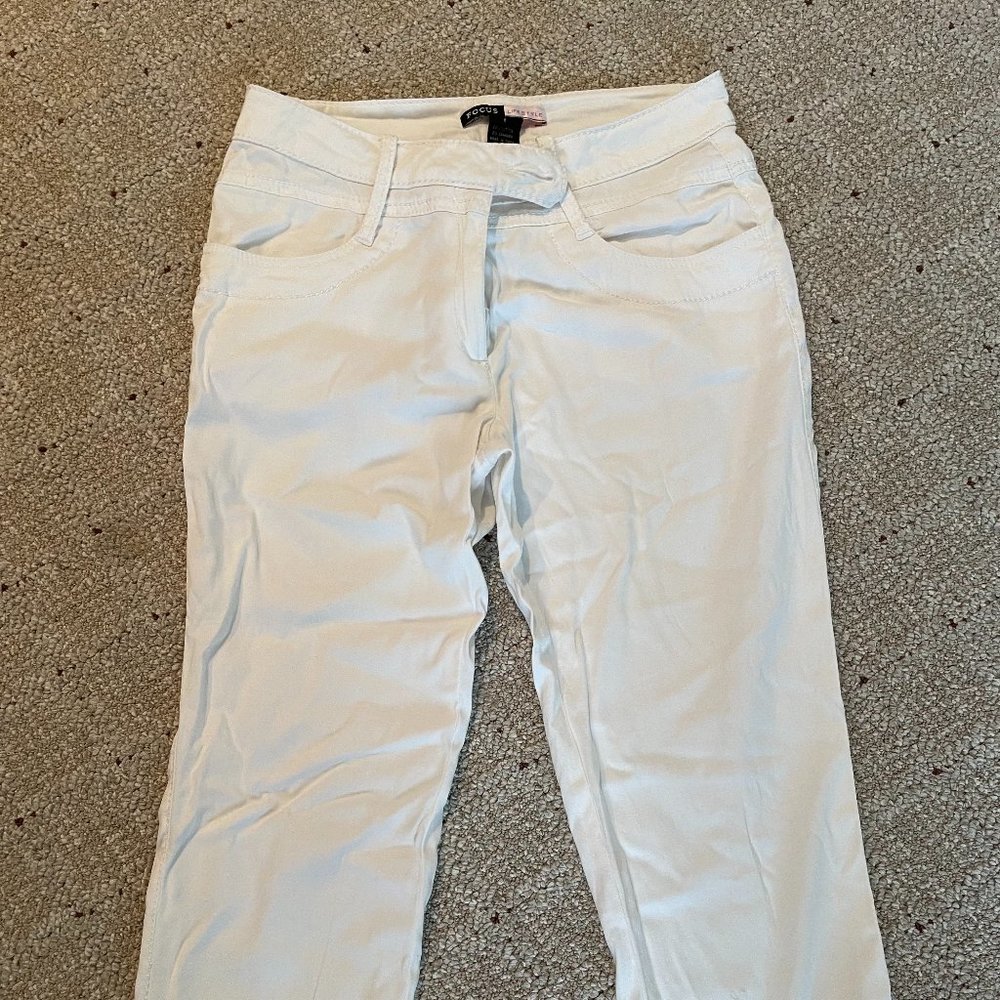 Focus Life Style Womens Straight Leg Stretch Denim Jeans White Size 6
